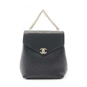 Chanel V-stitch lambskin backpack bag for women in black